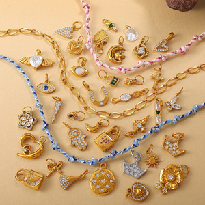 เครื่องประดับสไตล์ยุโรปอเมริกันย้อนยุคโบฮีเมียน DIY รูปหัวใจดอกไม้ประดับเพชร ชุบทอง 18K ผลิตจากโลหะผสมสังกะสี เหมาะสำหรับทั้งชายและหญิง - Product Image 1