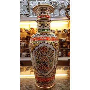 Vase décoratif artisanal en marbre Meenakari, design Art Déco, écologique, cadeau de mariage, Diwali, retraite, peint à la main, SwamiG - Product Image 1