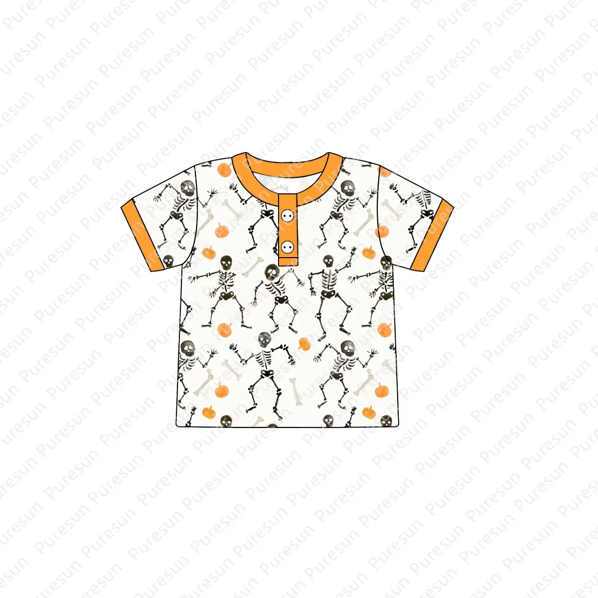 Kinderen Halloween Kleding Peuter Jongen Op Maat Gemaakte Print Gebreide Shirts Passend Schattige Baby Jongens Oranje T-Shirts