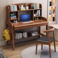 Bureau convertible moderne en bois massif avec bibliothèque intégrée pour bureau à domicile et apprentissage des enfants