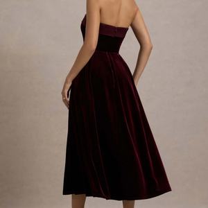 ชุดราตรีหรูหราสำหรับผู้หญิง OEM ชุดเดรสยาวสำหรับงานพรอม ผ้ากำมะหยี่ - Product Image 2