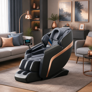 Sillón <span class=keywords><strong>de</strong></span> Masaje Eléctrico <span class=keywords><strong>de</strong></span> Doble Núcleo con Nuevo Diseño, Estiramiento Tailandés, <span class=keywords><strong>Shiatsu</strong></span>, Gravedad Cero, Doble Mecanismo, Cuero PU, Masaje Corporal Completo - Product Image 1