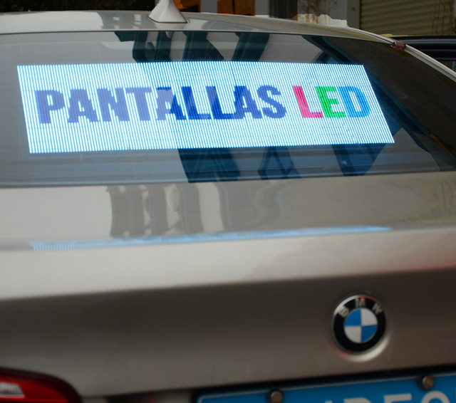 High Brightness Full Color 4G/WiFi/GPS Smart LED Glass Transparent Screen Cloud-Based CMS/RDM for Taxi Car Rear Window Display