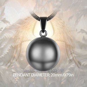 Collar con colgante de Ángel negro para mujer, collar con colgante de ansiedad para aliviar la ansiedad, Harmony, Bola mexicana - Product Image 4