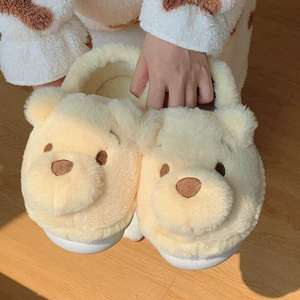 شباشب شتوية ناعمة ودافئة بالجملة، نعال داخلية على شكل حيوانات دببة محشوة للأطفال - Product Image 5