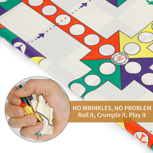 Jeu d'échecs de voyage portable 2 en 1, plateau en tissu double face, jeu de société en bois <span class=keywords><strong>Ludo</strong></span> et pièces d'échecs en plastique, plateau pliable avec sac - Product Image 3