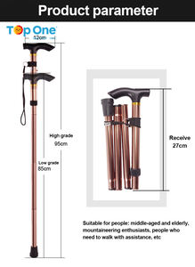 Top One personnalisé pliant aveugle médical nordique personnes âgées hommes Alpenstock Trekking canne randonnée bâtons de marche pôles - Product Image 4