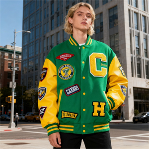 Chaqueta de Béisbol Ligera Estilo Letterman, Fabricación OEM, MOQ 10 Piezas, Chaqueta de Cuero PU Resistente al Viento para Primavera y Otoño - Product Image 1