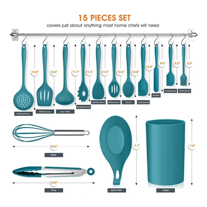 rpet plastic color LFGB silicone kitchen tools kitchen and dining tools utensils set kitchenware set utensils silicon