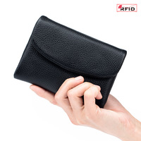 Nouveau Portefeuille RFID en Cuir Véritable Style Court, Sac à Main Tendance en Cuir Souple, Texture Raffinée, Grande Capacité, Organisateur, Porte-Monnaie
