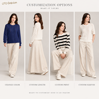 Pull en maille ajourée ivoire pour femme, col rond, manches longues, coupe décontractée, usage quotidien, personnalisable OEM, marque privée