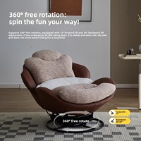 Fauteuil à bascule pivotant moderne et minimaliste en velours coquille d'œuf avec pieds en métal, pour salon, balcon, mobilier de maison individuel