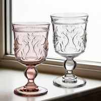 Verre à vin rouge artisanal de style vintage Samyo, dragon oriental en relief, épais, écologique, lavable au lave-vaisselle, 270 ml, couleur rose