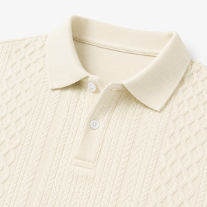 Polo de Manga Corta Tejido Beige para Hombre con Logotipo Personalizado, Color Sólido, Casual, Transpirable, Corte Regular, Estilo Piqué de Algodón - Product Image 2