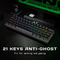 Clavier mécanique de jeu ultra-compact filaire rétroéclairé arc-en-ciel, anti-ghosting, sans conflit, 61 touches, pour PC portable