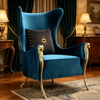 Neuer Designer-Sessel im Amerikanischen Stil aus Beflocktem Stoff mit Metallgestell für Kleine Wohnzimmer, Studios, Apartments und Hotels