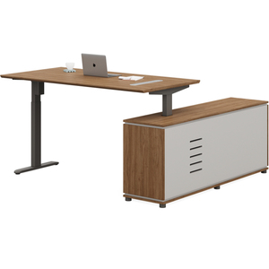 Bureau d'ordinateur moderne en forme de L, réglable en hauteur, modulaire, extensible, convertible, en métal E0 MFC, logo personnalisé, pour la maison, le bureau, l'étude, l'école - Product Image 4