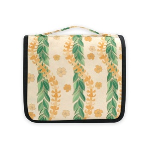 Bolsa de Viaje Plegable Impermeable con Cierre de Cremallera y Gancho para Artículos de Aseo, Diseño Floral Hawaiano Maile Lei, para Mujer - Product Image 3