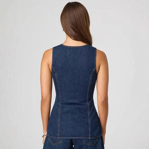 2025 avrupa amerikan Vintage stil kolsuz yüksek bel gevşek Denim şort kadın Denim Suit - Product Image 3