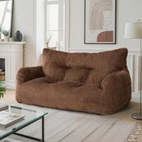 Canapé 2 places en mousse à mémoire de forme pour salon d'appartement, fauteuil pouf en velours côtelé, canapé-lit paresseux avec accoudoirs