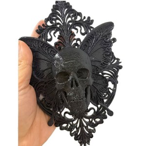Ornement mural en résine en forme de papillon crâne noir, plaque décorative gothique, décoration suspendue pour arbre de Noël - Product Image 5