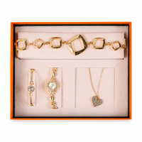 Coffret Cadeau Montre et Bijoux pour Femme Elite 5 Pièces – Élégant Ensemble Or Rose : Montre-Bracelet, Bracelet, Collier, Bague, Boucles d'Oreilles – Cadeau d'Entreprise B2B