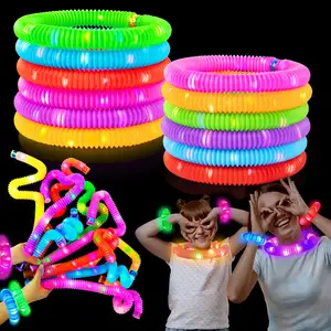 Pafu Light up Party Favors for Kids LED Glow Sticks Pop Tubes Pack,Birthday Return Gifts Led Pop Tubes Fidget Toys Tubes