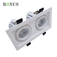 Spot encastré rectangulaire à double tête 24W*2, grille réglable, éclairage LED de plafond COB