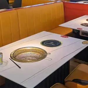 रेस्तरां राउंड बीबीक्यू ग्रिल कोरियाई कुकिंग पॉट इलेक्ट्रिक हॉटपॉट टेबल