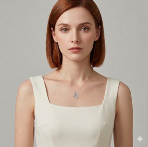 Adornos Románticos para el Cuello con Forma de Corazón en Dos Tonos, Collares de Clavícula de Plata de Ley con Acabado en Oro Rosa Incrustados con Brillantes - Product Image 6
