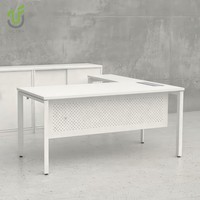 IULTRA Bureau de direction d'angle brillant blanc, bureau exécutif en forme de L, design de table minimaliste moderne