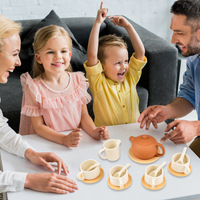 Service à thé miniature en silicone pour enfants, de qualité alimentaire et résistant aux chutes, idéal pour les pique-niques en jardin et les jeux de rôle parent-enfant