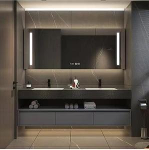 Armoires et meubles de salle de bain en bois noir allemands avec lavabo éclairé - Product Image 2