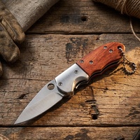 Couteau de poche pliant mini OEM F112 en acier 3Cr13 à lame drop point, manche en bois, pour EDC, camping et randonnée en extérieur, vente en gros pour petites commandes