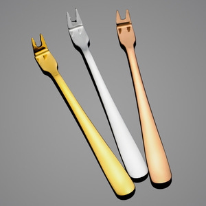 Tenedor para carne de barbacoa de acero inoxidable 304, color oro natural y oro rosa, duradero, para servir al aire libre, para pícnic, tenedor comunitario - Product Image 1