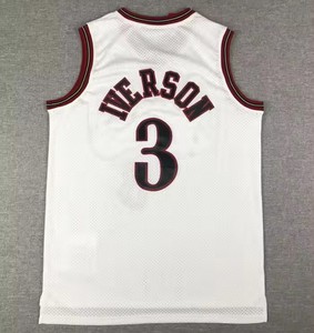 Customize Logo 3# Allen <strong>Iverson</strong> Quick Dry Mesh America Basketball Uniform Men's Embroidery Stitched Sports Shirt <strong>Jerseys</strong> - Product Image 4