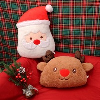 Cojín de Peluche Navideño, Decoración para el Hogar y Sofá, Suave Cojín Relleno de Papá Noel y Reno para las Fiestas de Invierno, Regalo de Navidad