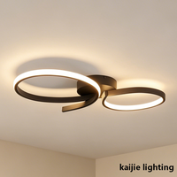 Plafonnier LED moderne à anneaux entrelacés en métal noir, lampe de plafond à intensité variable pour salon, chambre, salle à manger, hall d'entrée