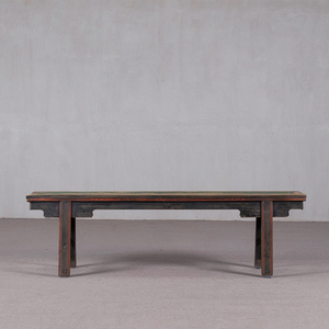 Banc long vintage en <span class=keywords><strong>bois</strong></span> ancien avec jointure traditionnelle chinoise à mortaise et tenon, double usage comme buffet ou pied de lit - Product Image 1