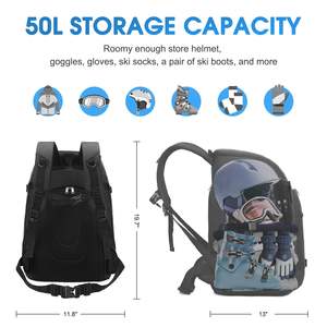 Mochila para Botas de Esquí con Acolchado y Orificios de Drenaje, Bolsa para Botas de Snowboard de Gran Capacidad Resistente al Agua, Muestra Gratis - Product Image 4