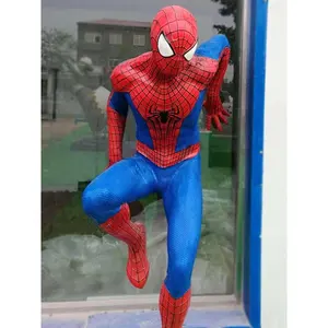 Life size resin cartoon movie character sculpture fiberglass spiderman statue Resin Spiderman statue For Garden Decor