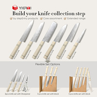 Ensemble de couteaux de cuisine japonais Gyuto Santoku Petty, 3 pièces, acier HAP40 à 3 couches, manche en résine ivoire, haute dureté