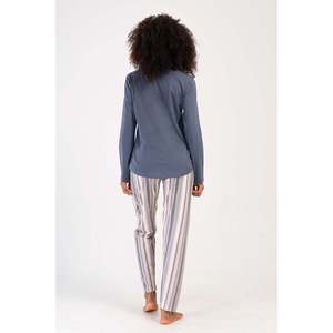 Ensemble de pyjama XXL pour femmes, col rond, manches longues, ovale, respirant, en spandex, avec logo personnalisé et taille élastique, pour la maison ou la nuit - Product Image 1