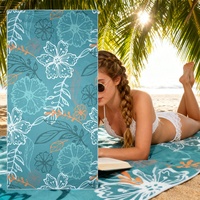 Serviettes de plage en microfibre à séchage rapide, imprimées de motifs floraux verts, pour adultes et enfants, vente en gros