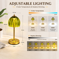 Lampe de table en cristal ambré, tactile, à intensité variable, rechargeable par USB, sans fil, lumière LED de nuit pour mariage, chevet, restaurant, hôtel