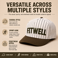 Gorra de Béisbol Personalizada con Rayas, Logotipo Bordado en Relieve, Visera Curva de Dos Tonos, Gorra Deportiva al por Mayor
