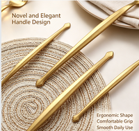 Luxuriöses Gold 304 Edelstahl Modernes Besteck-Set mit Einzigartigem Diamant-Rhombus-Griff Matt Satiniertes Finish Party Großhandel