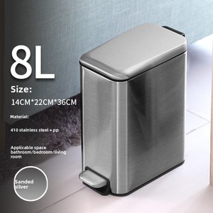 Xinan Compact 8L Stainless Steel Foot <strong>Pedal</strong> Waste <strong>Bin</strong> PP <strong>Liner</strong> Keeps Lid Open Home Office Bathroom Bedroom Living Modern - Product Image 6