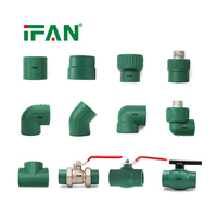 IFAN Raccords PPR vert foncé à faible MOQ 20-125mm, échantillon gratuit, insert fileté en laiton, accessoires de plomberie, raccords de tuyauterie PPR
