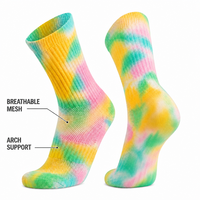 Chaussettes Tie Dye Personnalisées en Gros – Chaussettes Montantes Colorées pour Hommes, Respirantes, Douces, avec Logo Personnalisé, OEM, Tendance, Nouveauté